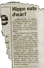 Hippo Eats Dwarf newspaper clipping